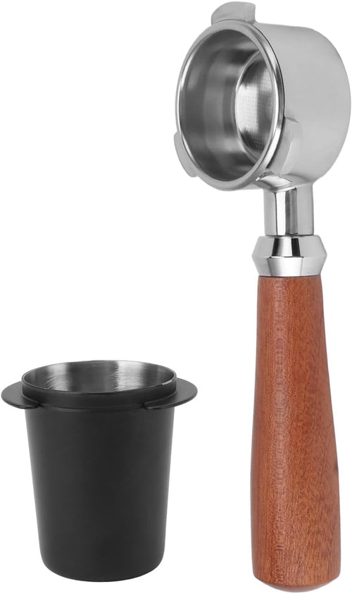 51mm Bottomless Portafilter – Stainless Steel Naked Filter with Wooden Handle