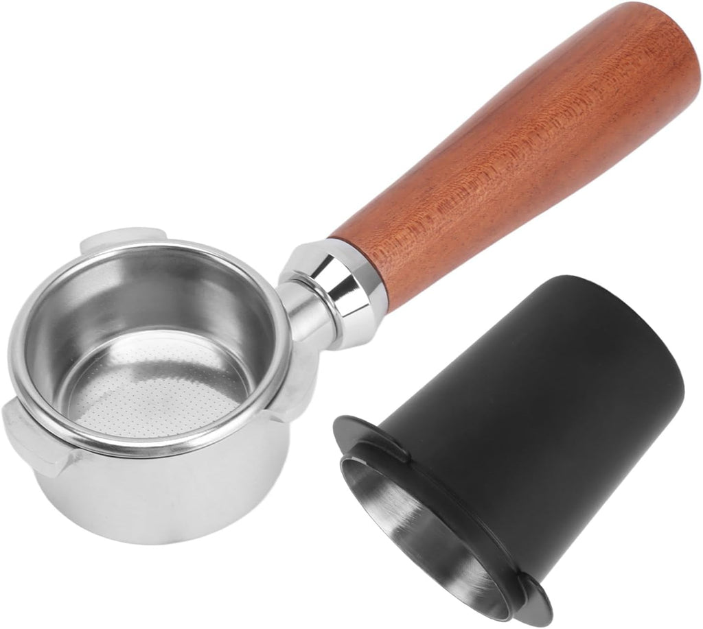 51mm Bottomless Portafilter – Stainless Steel Naked Filter with Wooden Handle
