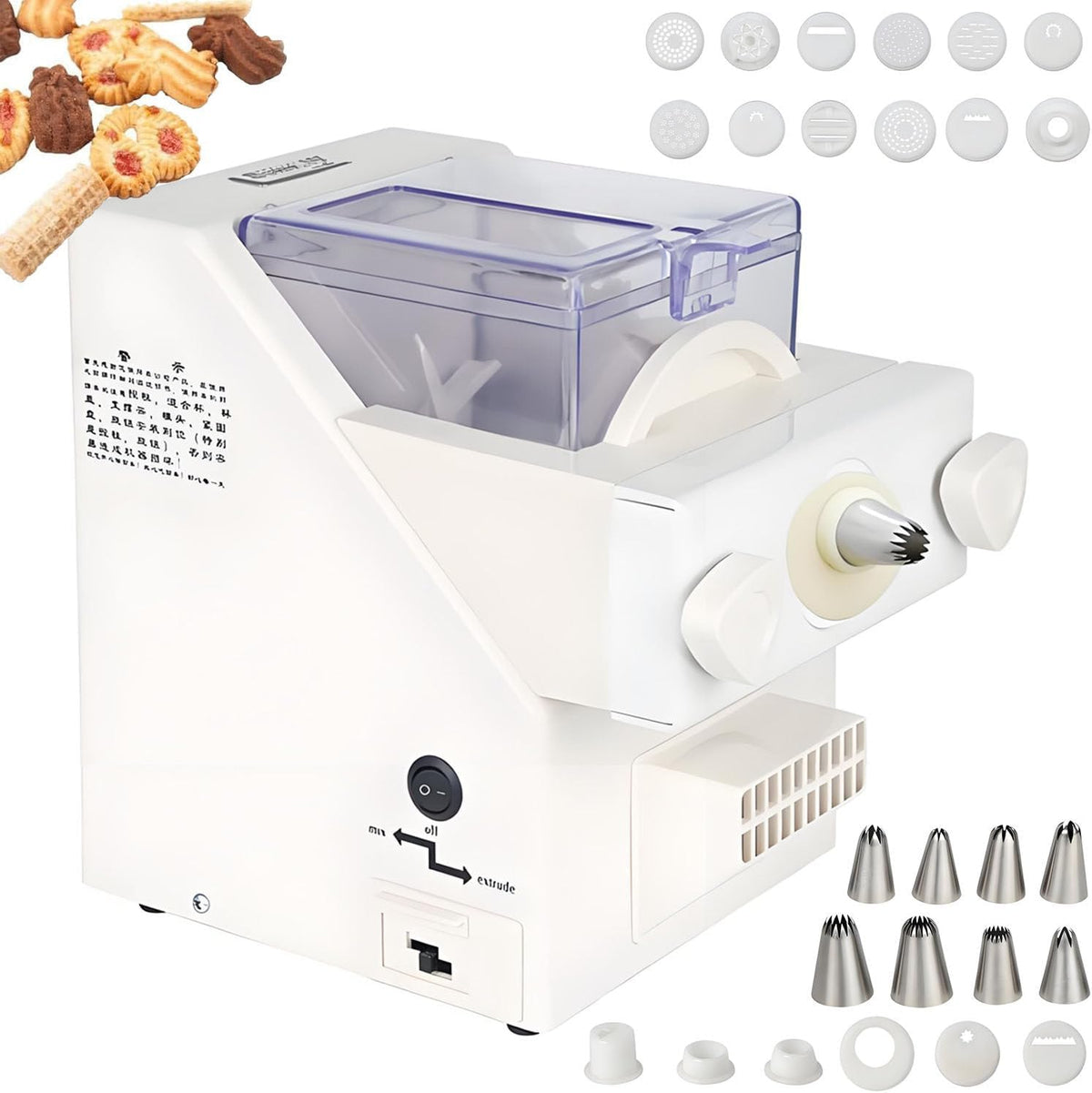 Automatic Cookie & Pasta Maker – 24-Piece Mold Set, 180W Electric Baking Tool