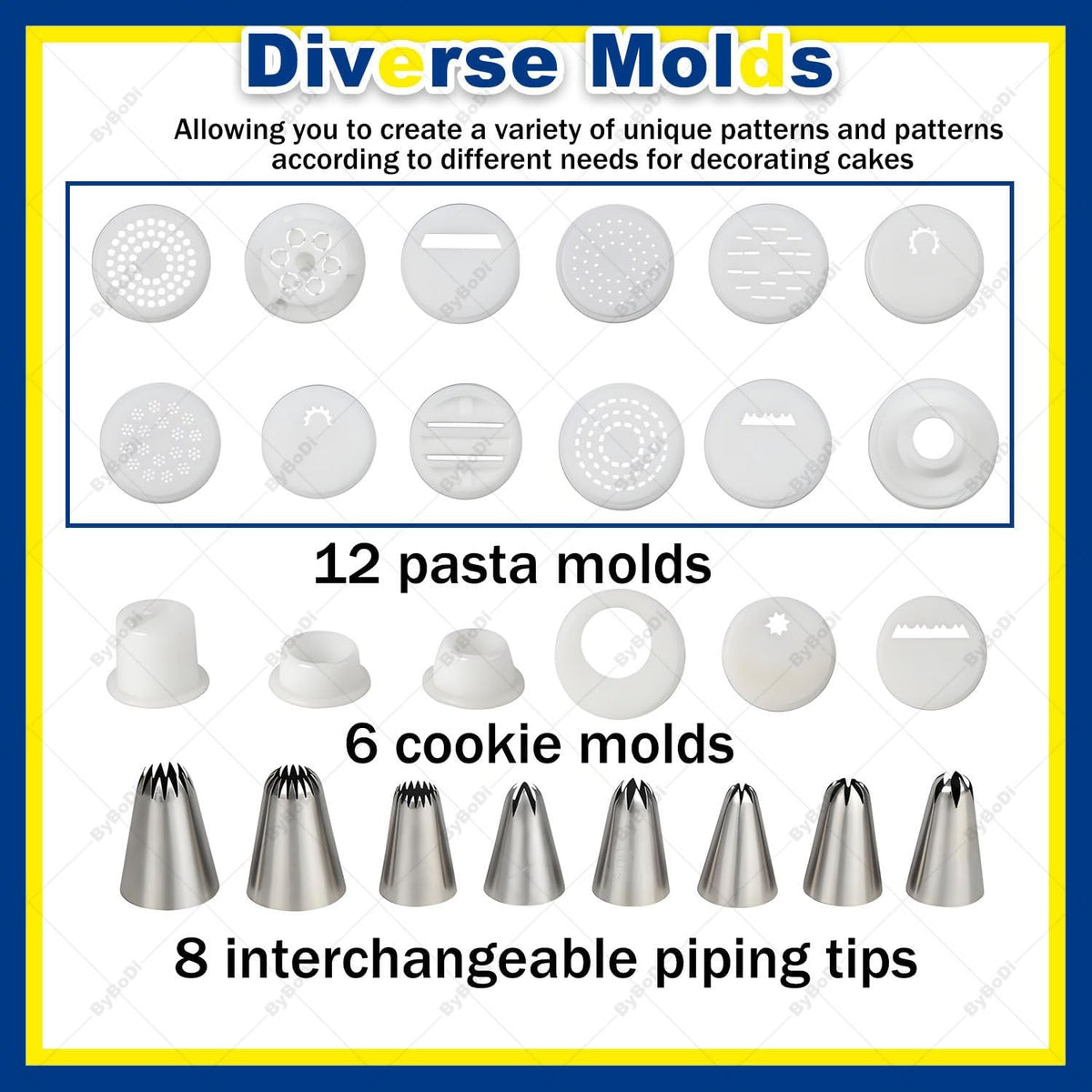 Automatic Cookie & Pasta Maker – 24-Piece Mold Set, 180W Electric Baking Tool