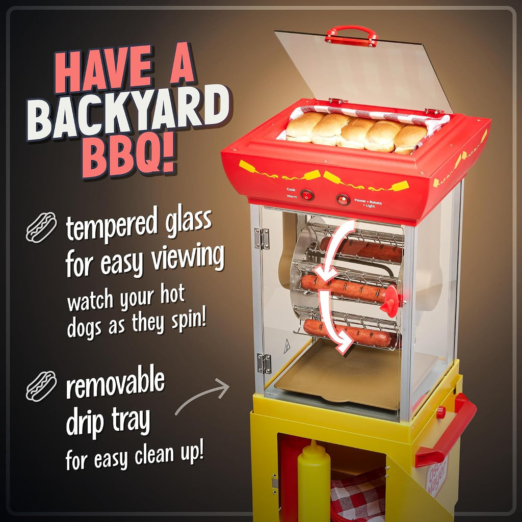 Vintage Hot Dog Cart Roller – Retro Party Grill & Bun Warmer